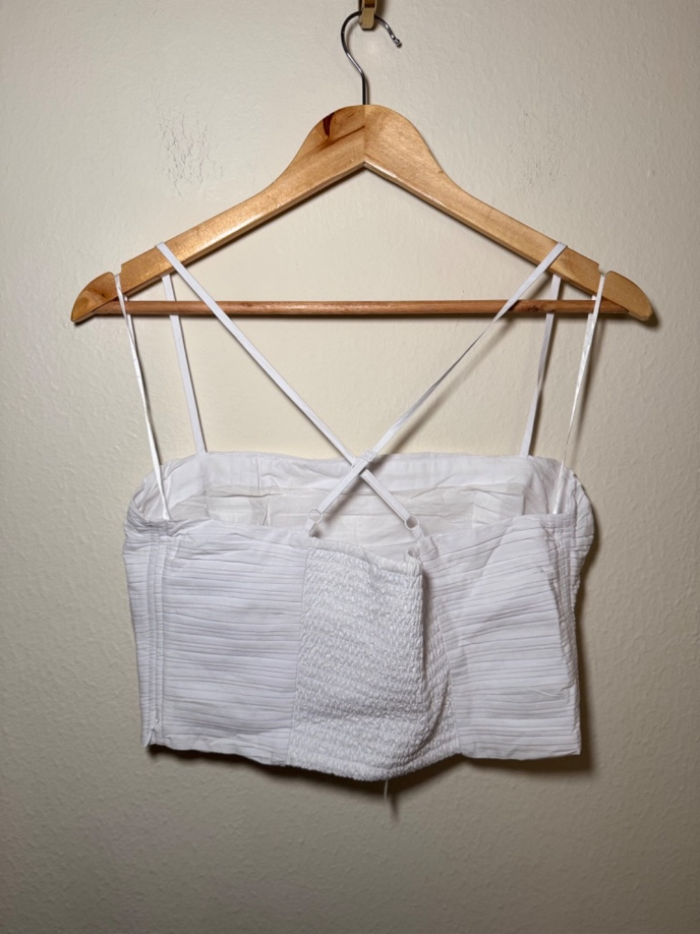 Madewell Poplin Crop Tube Top Size 6 NWT White Smocked Corset Bustier Cotton - Picture 4 of 5